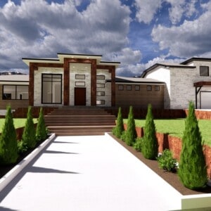 a 3d render of a custom home made in sketchup and twinmotion