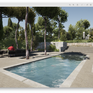 a 3d render of a pool installation