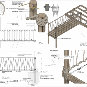 a drawing and blueprint of a wooden deck with details