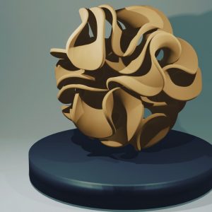 a 3d render of a sculpture shown on a blue base